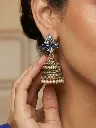 Silver Sapphire Jhumkas