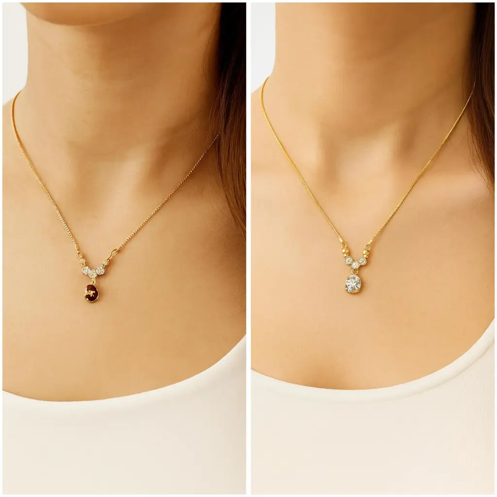 Ruby & Crystal Leaf Blossom Chain Combo
