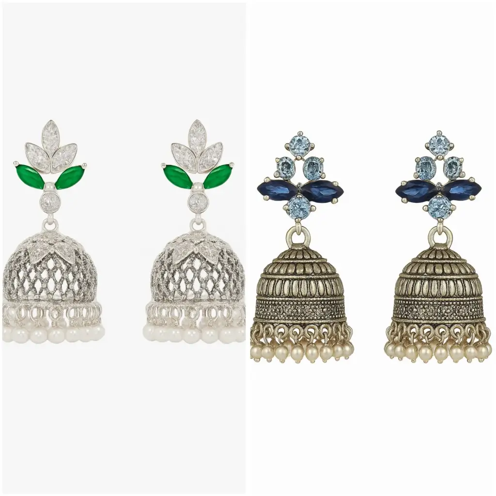 Emerald & Sapphire Jhumkas 