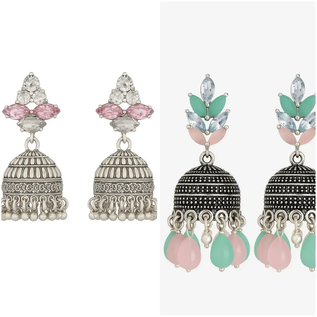 Rose Pink & Pastel Bloom Jhumkas 