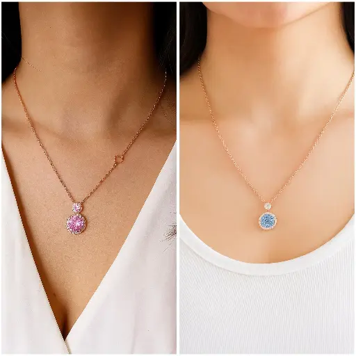 Ruby & Crystal Leaf Blossom Chain Combo