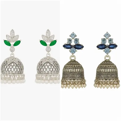 Emerald & Sapphire Jhumkas 